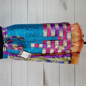 Darn Good Yarn Sari Silk Wrap Skirt Tea XL/Plus